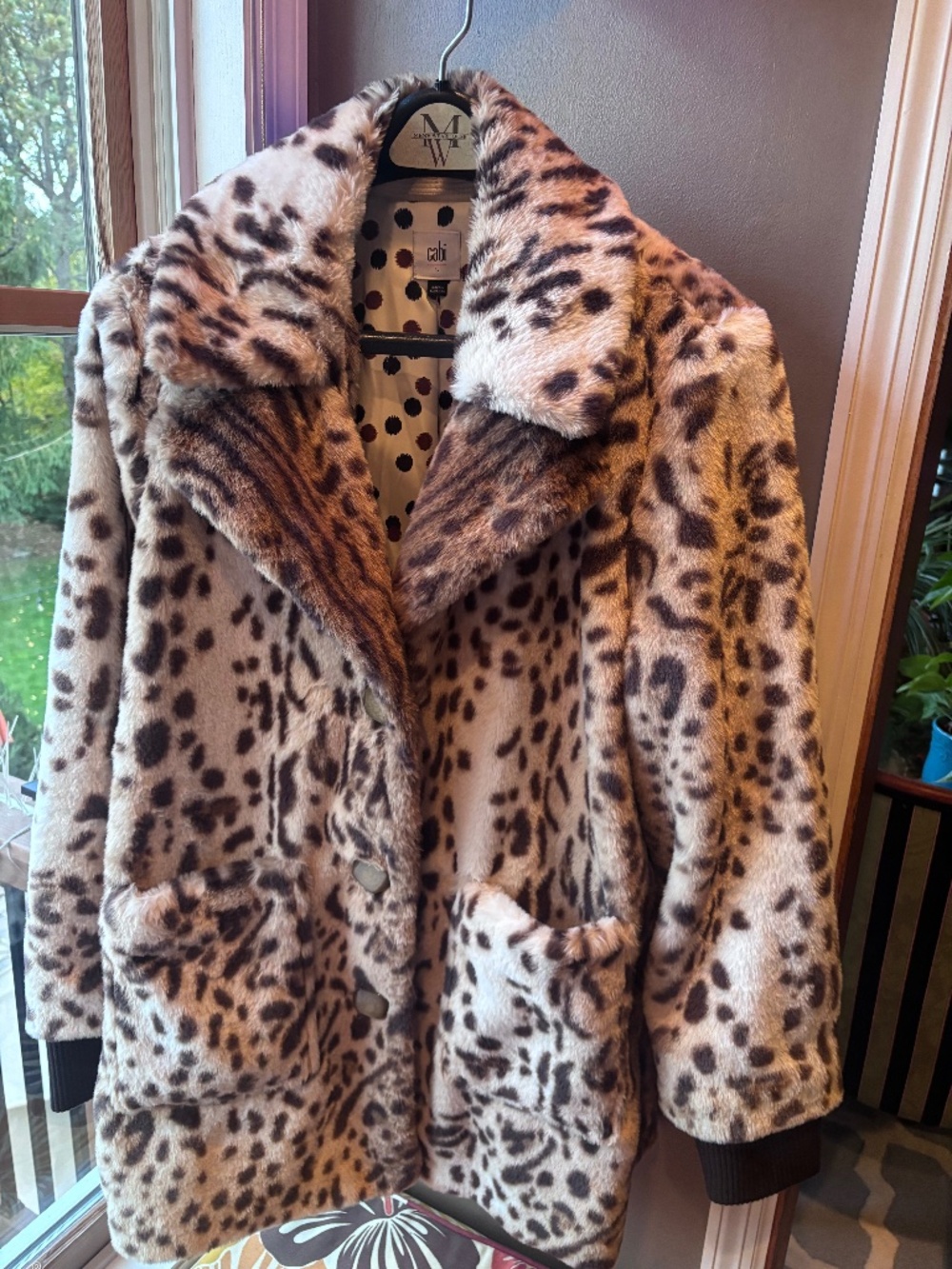 Cabi Plush Fur Leopard Coat - Size Large